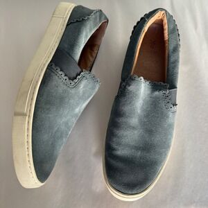 Frye Ivy Scallop Slip On Sneakers Womens 8 Slate Blue Suede Flats 3471552-SEP